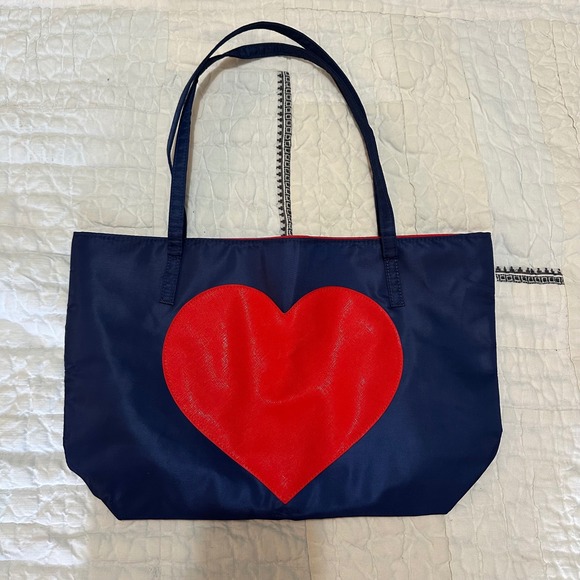 Avon Handbags - Avon Tote Bag Navy Blue Red Heart Graphic